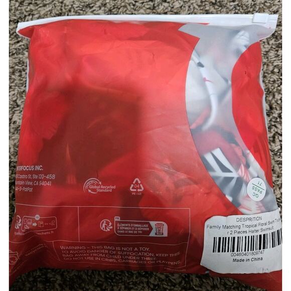 PatPat Tropical Red/White/Black Floral 2 Piece Women's Swimsuit XL - Picture 8 of 8